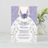 Schöne Bride Glitzer Bridal Dusche Einladung (Stehend Vorderseite)