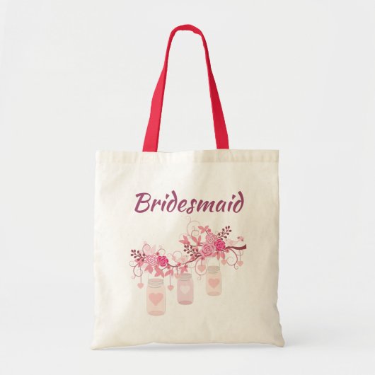 Schöne Bridesmaid Pink Mason Jars Tragetasche (Vorne)