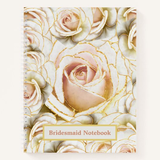 Schöne Bridesmaid Rose Weiß und Rosa Glitterie Notizblock (Vorderseite)