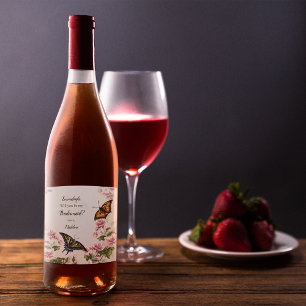 Schöne Bridesmaid-Vorschlag Floral Butterfliegen Weinetikett