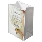 Schöne Bridge mit Blume Bouquet Wedding Mittlere Geschenktüte (Vorderseite Schrägansicht)