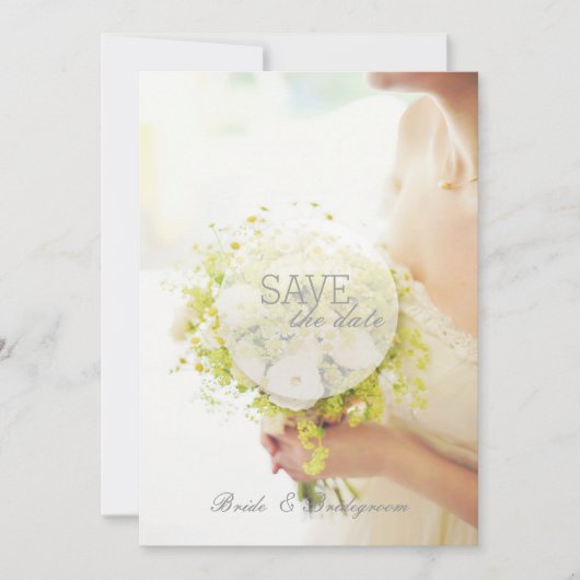 Schöne Bridge mit Blume Bouquet Wedding Save The Date (Vorderseite)