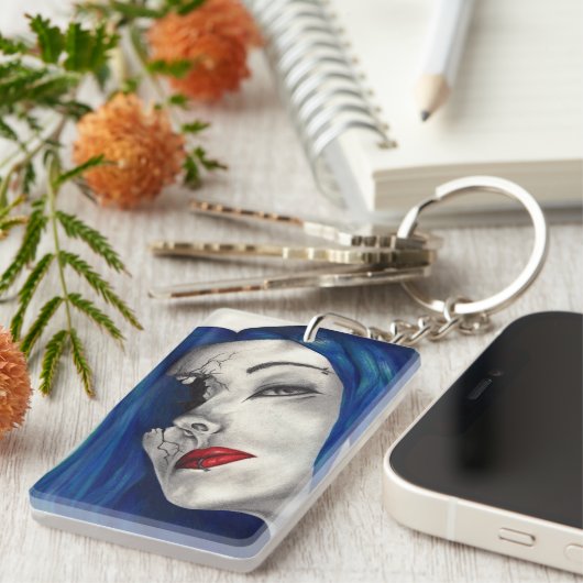 Schöne Broken Goth Fantasy Original Kunst Schlüsselanhänger (Vorderseite rechts)