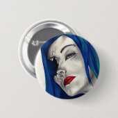 Schöne Broken Goth Girl Fantasy Kunst, Dichtung un Button (Vorne & Hinten)