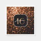 Schöne Bronze Glitzern Sweet 16 Servietten (Vorderseite)