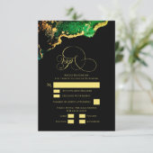 Schöne Bronze Green Gold Agate Wedding RSVP Karte (Stehend Vorderseite)