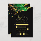 Schöne Bronze Green Gold Agate Wedding RSVP Karte (Vorne/Hinten)