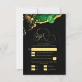 Schöne Bronze Green Gold Wedding RSVP Card Karte (Vorderseite)