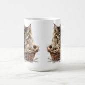 SCHÖNE, BROWBBY-MAINE-COON-KATZE IN BASKET KAFFEETASSE (Mittel)