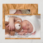Schöne Brown Rustic Newborn Boy Ankündigung (Vorne/Hinten)