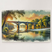 Schöne Brücke am Sunset James River Puzzle (Horizontal)