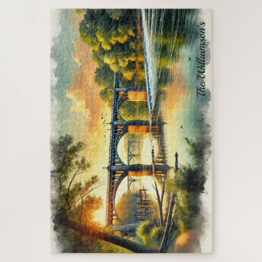 Schöne Brücke am Sunset James River Puzzle (Vertikal)