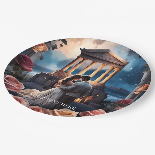 Schöne Brücken und Bräuche Stehend am Meer Pappteller (Schrägansicht)