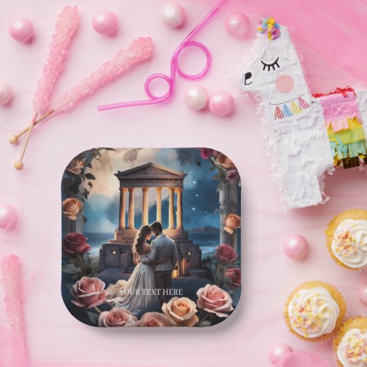 Schöne Brücken und Bräuche Stehend am Meer Pappteller (Party)