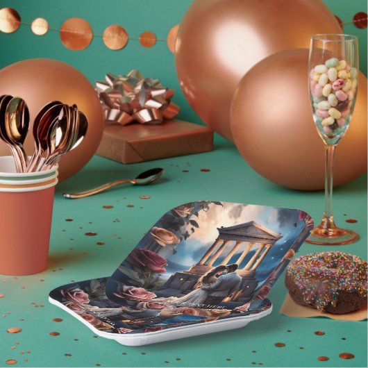 Schöne Brücken und Bräuche Stehend am Meer Pappteller (Multi)