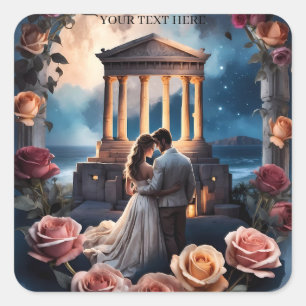 Schöne Brücken und Bräuche Stehend am Meer Quadratischer Aufkleber