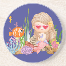 Schöne BRUNET HAIR Meerjungfrau Getränkeuntersetzer