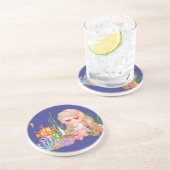 Schöne BRUNET HAIR Meerjungfrau Getränkeuntersetzer (Seite)