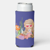 Schöne BRUNET HAIR Meerjungfrau Selters Dosenkühler (Seltzer Rückseite)