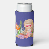 Schöne BRUNET HAIR Meerjungfrau Selters Dosenkühler (Seltzer Vorderseite)