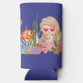 Schöne BRUNET HAIR Meerjungfrau Selters Dosenkühler (Rückseite)