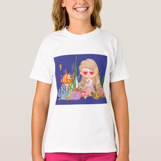 Schöne BRUNET HAIR Meerjungfrau T-Shirt (Vorderseite)