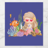 Schöne BRUNET HAIR Meerjungfrau Weinetikett (Einzelnes Label)