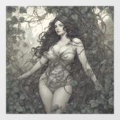 Schöne Brünette Frau im Zeichn Fensteraufkleber (Blatt)