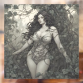 Schöne Brünette Frau im Zeichn Fensteraufkleber (Blatt 2)