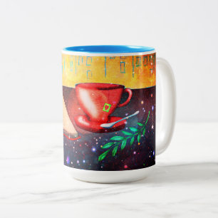 Schöne Bucht und Kaffeestadt Szene Zweifarbige Tasse