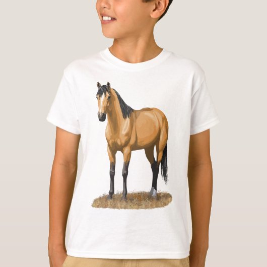 Schöne Buckskin Duft Quarter Horse Stallion Hors T-Shirt (Vorderseite)