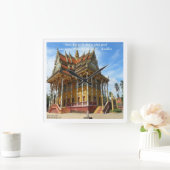 Schöne buddhistische Tempel- und Proverb-Wall-Uhr Quadratische Wanduhr (Zuhause)