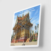 Schöne buddhistische Tempel- und Proverb-Wall-Uhr Quadratische Wanduhr (Winkel)