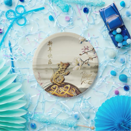 Schöne Bukoliszene Chines Rat Jahr 2020 PPP Pappteller (Party)