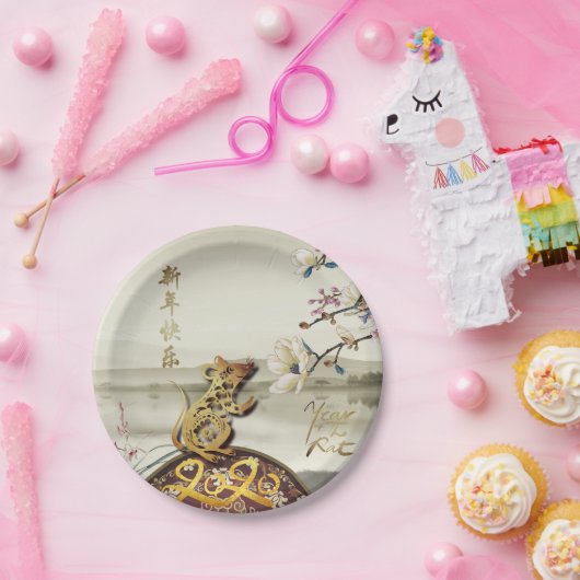 Schöne Bukoliszene Chines Rat Jahr 2020 PPP Pappteller (Party)