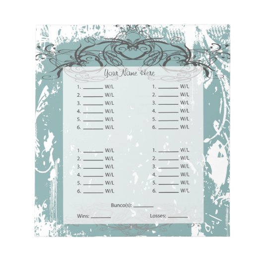 Schöne Bunco-Karte/Blatt Notizblock (Vorderseite)