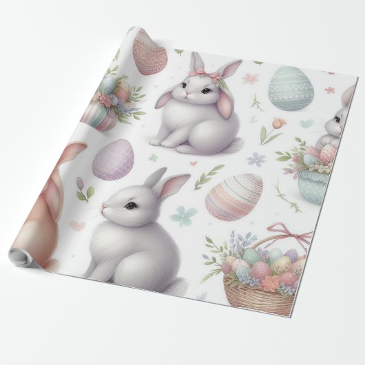 Schöne Bunnies und Ostereier Geschenkpapier (Ungerollt)