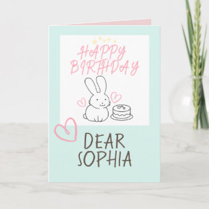 Schöne Bunny Rabbit&Cake Happy Birthday Card Karte