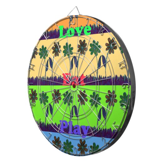 Schöne bunt Eat Liebe Spieltext Blumenstrauß Pop Dartscheibe (Vorderseite rechts)