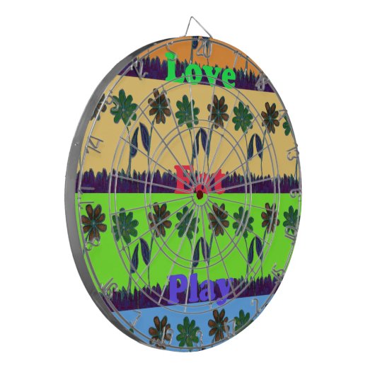 Schöne bunt Eat Liebe Spieltext Blumenstrauß Pop Dartscheibe (Vorderseite Links)