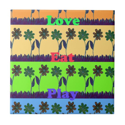 Schöne bunt Eat Liebe Spieltext Blumenstrauß Pop Fliese (Vorderseite)