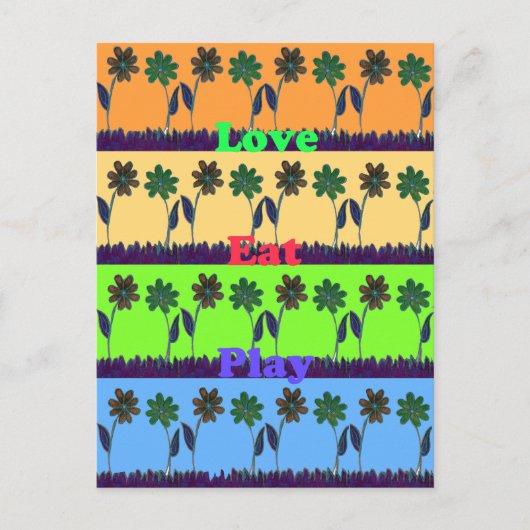 Schöne bunt Eat Liebe Spieltext Blumenstrauß Pop Postkarte (Vorderseite)