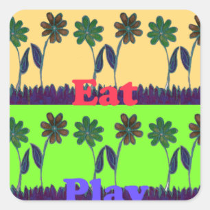 Schöne bunt Eat Liebe Spieltext Blumenstrauß Pop Quadratischer Aufkleber
