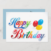 schöne bunt fröhliche Geburtstagskarte Einladung (Vorne/Hinten)