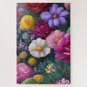 Schöne bunt lebendige Mixed Blume Spaß Puzzle