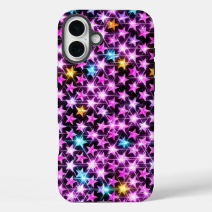 schöne bunt lila glänzende Sterne iPhone 16 Plus Hülle