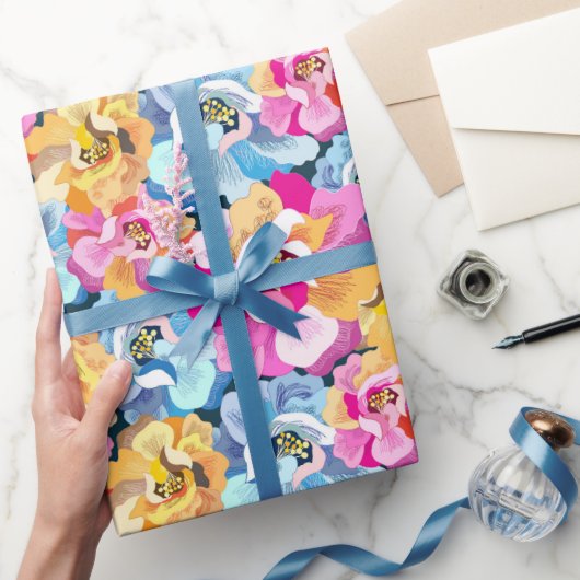 Schöne bunte Blumen Geschenkpapier (Schenken)