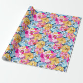 Schöne bunte Blumen Geschenkpapier (Ungerollt)