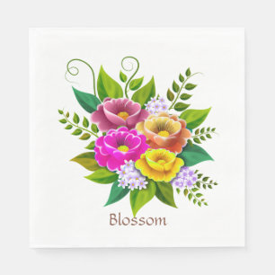 Schöne bunte Blumenstrauß Serviette