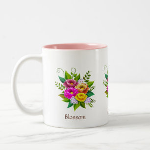Schöne bunte Blumenstrauß Zweifarbige Tasse